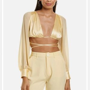 weworewhat butter yellow strappy vacation top